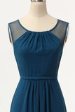 Simple Burgundy A-Line Long Bridesmaid Dress
