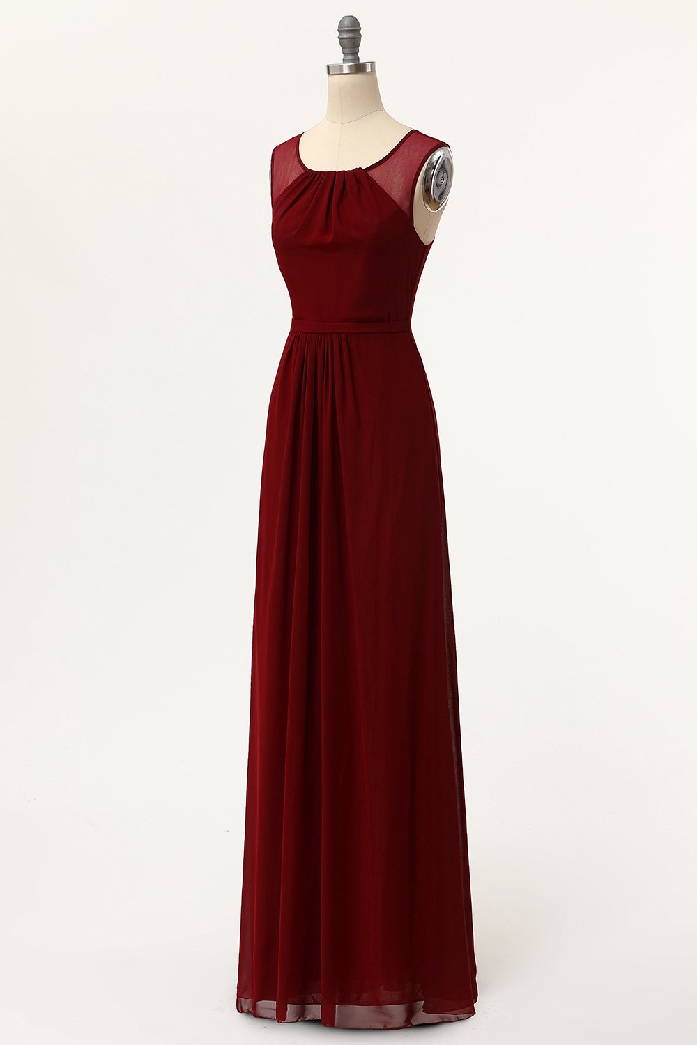 Simple Burgundy A-Line Long Bridesmaid Dress