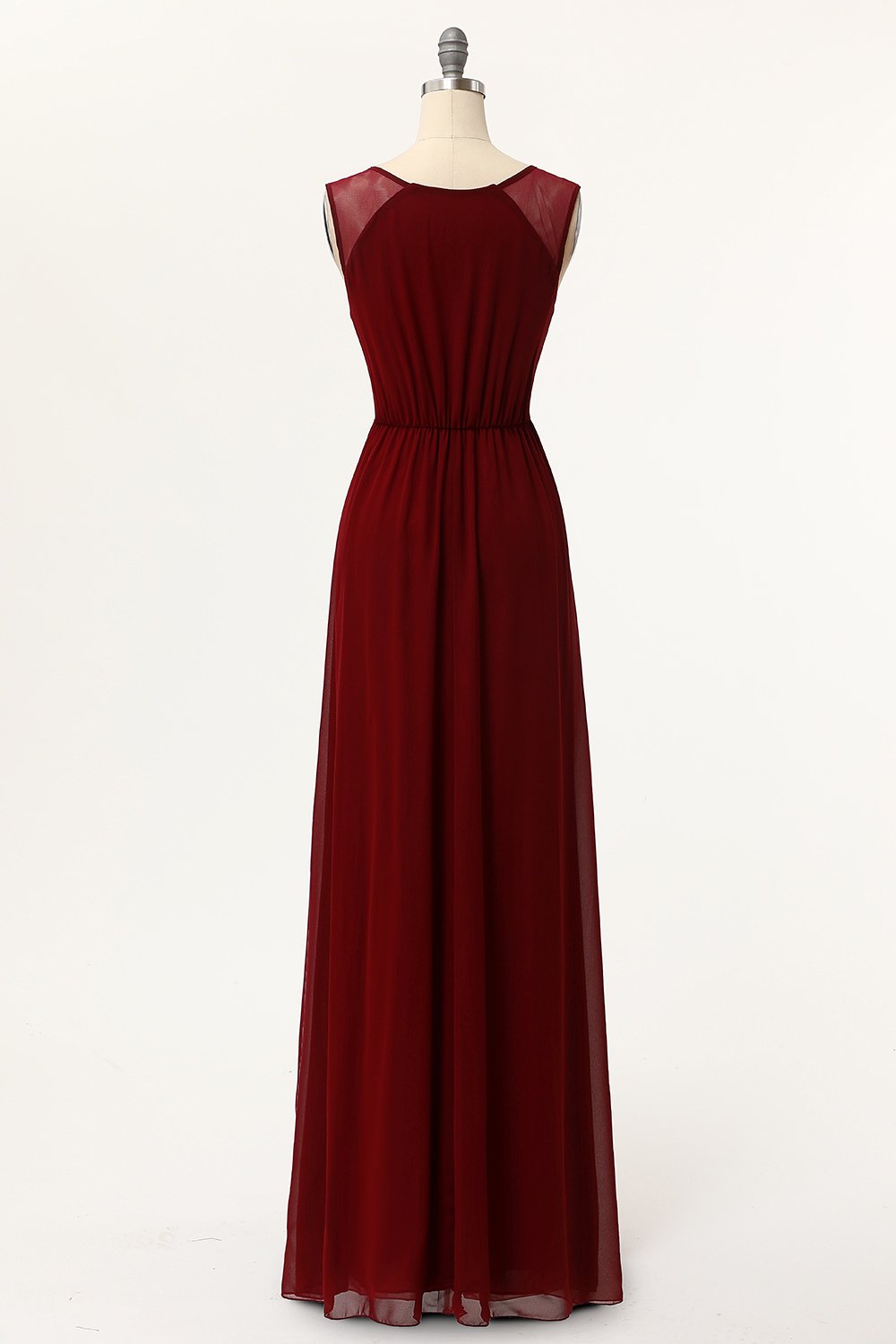 Simple Burgundy A-Line Long Bridesmaid Dress