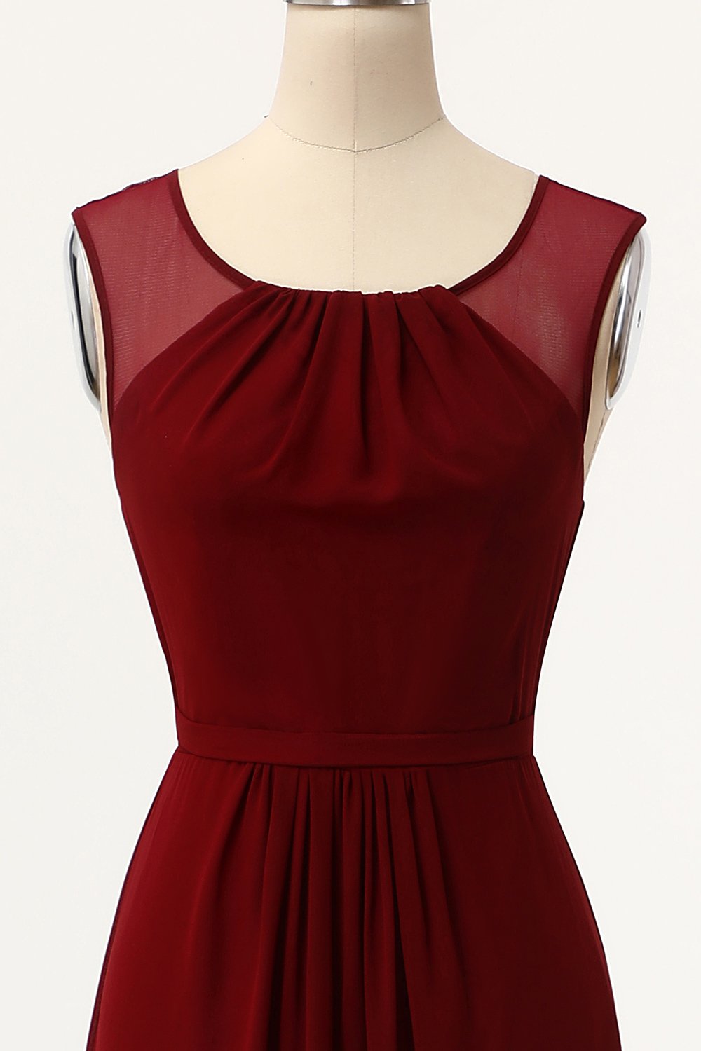 Simple Burgundy A-Line Long Bridesmaid Dress