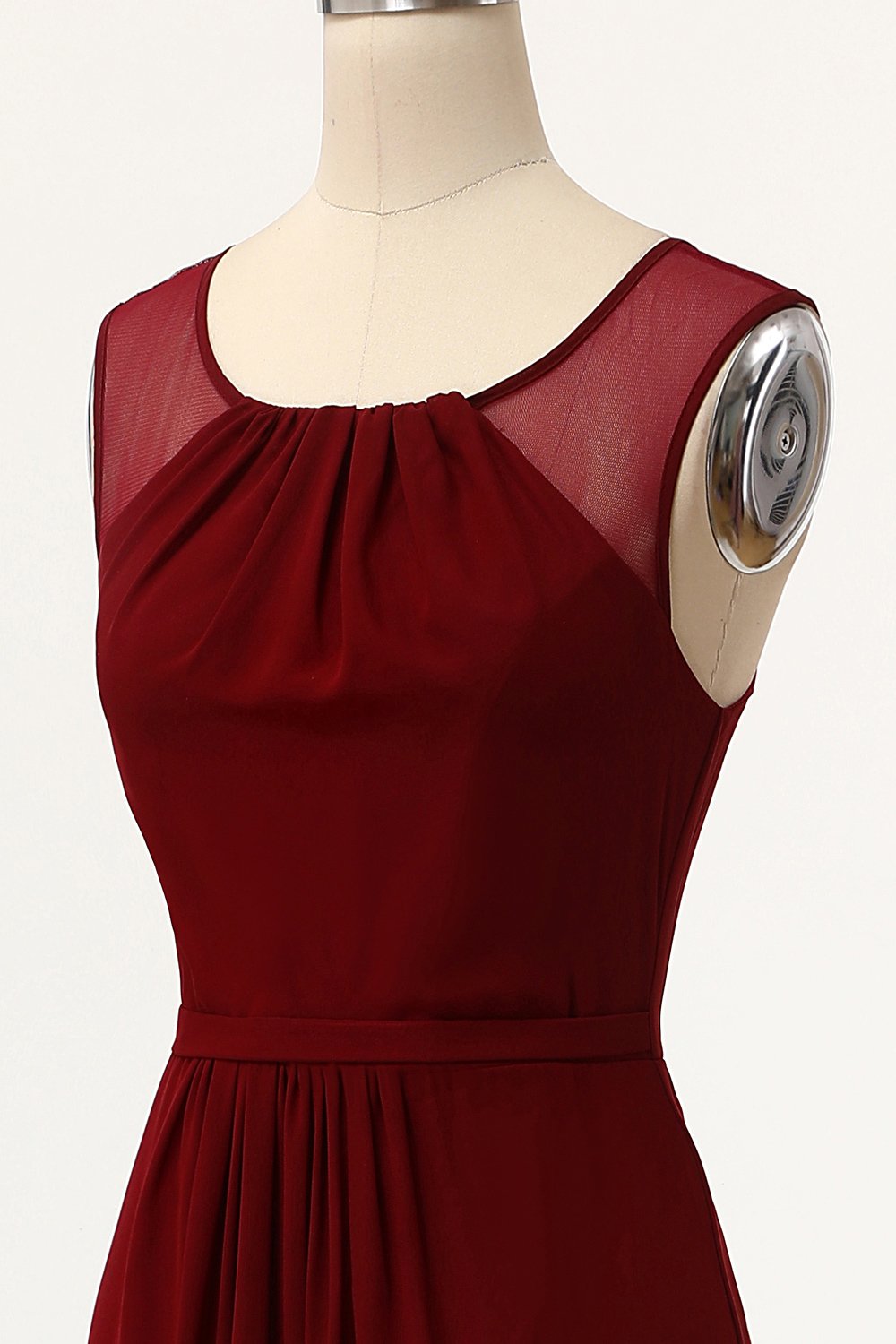 Simple Burgundy A-Line Long Bridesmaid Dress
