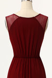 Simple Burgundy A-Line Long Bridesmaid Dress
