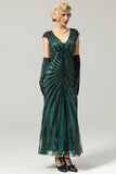 Green Mermaid 1920s Sequined Flapper Dress