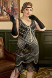Black Plus Size 1920s Dress With Fringes