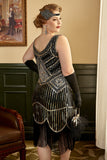 Royal Blue Plus Size 1920s Dress With Fringes