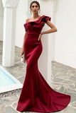 One-Shoulder Mermaid Black Ball Dress