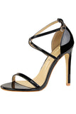 Black Buckle  Stiletto Heel Sandals Pumps