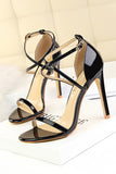 Black Buckle  Stiletto Heel Sandals Pumps