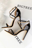 Black Buckle  Stiletto Heel Sandals Pumps