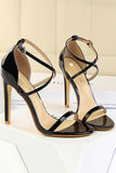 Black Buckle  Stiletto Heel Sandals Pumps