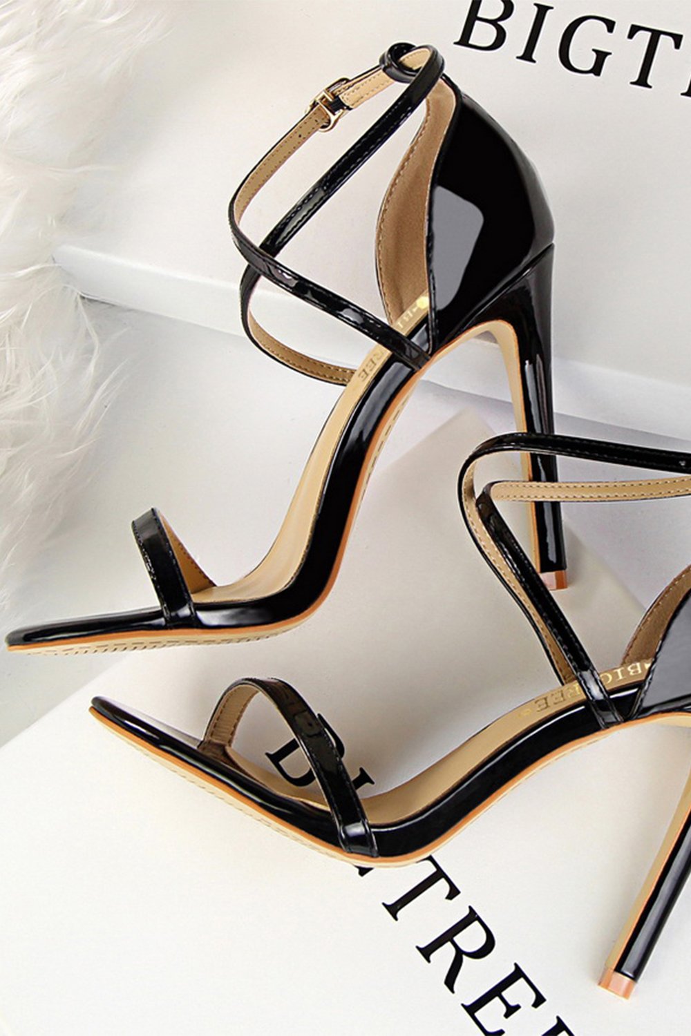 Black Buckle  Stiletto Heel Sandals Pumps
