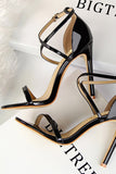 Black Buckle  Stiletto Heel Sandals Pumps