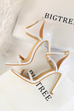 Black Buckle  Stiletto Heel Sandals Pumps