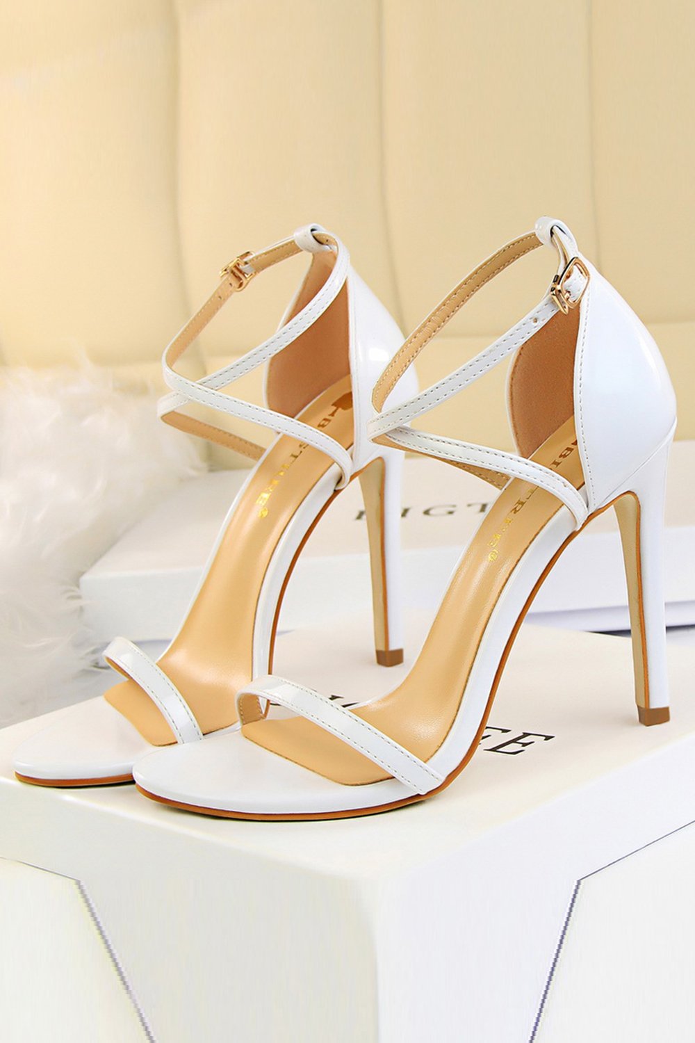 Black Buckle  Stiletto Heel Sandals Pumps