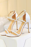Black Buckle  Stiletto Heel Sandals Pumps