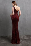 Gold Mermaid One-Shoulder Sequin Bal Dress