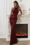 Black Mermaid Floor-Length Sequin Evening Party Ball Dress