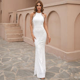 Black Mermaid Floor-Length Sequin Evening Party Ball Dress