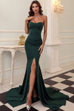 Black Strapless Sweetheart Form-Fitting Mermaid Long Ball Dress
