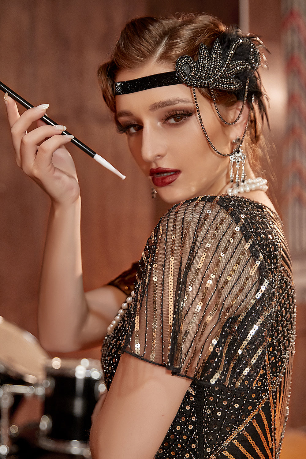 1920s Flapper Black Accessories Set