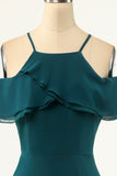 Green Cold-Shoulder Ball Dress