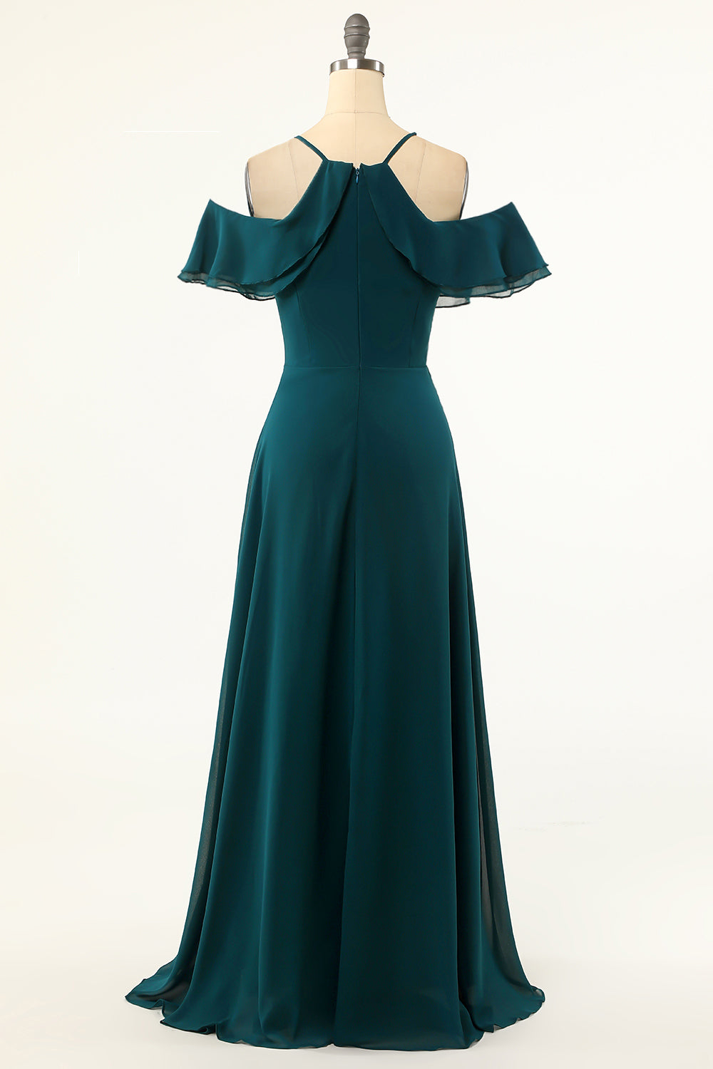 Green Cold-Shoulder Ball Dress