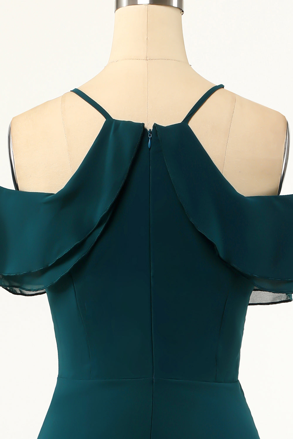Green Cold-Shoulder Ball Dress
