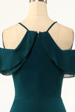 Green Cold-Shoulder Ball Dress