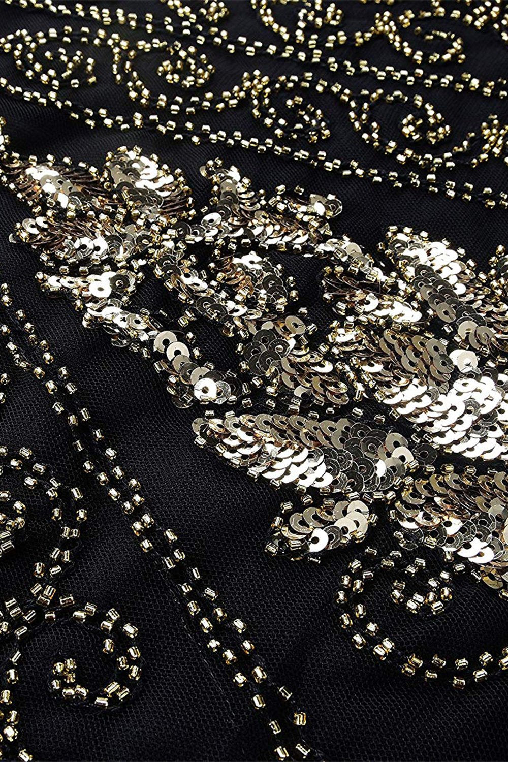 V Neck Black 1920s Plus Size Flapper Dress