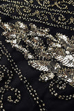 V Neck Black 1920s Plus Size Flapper Dress