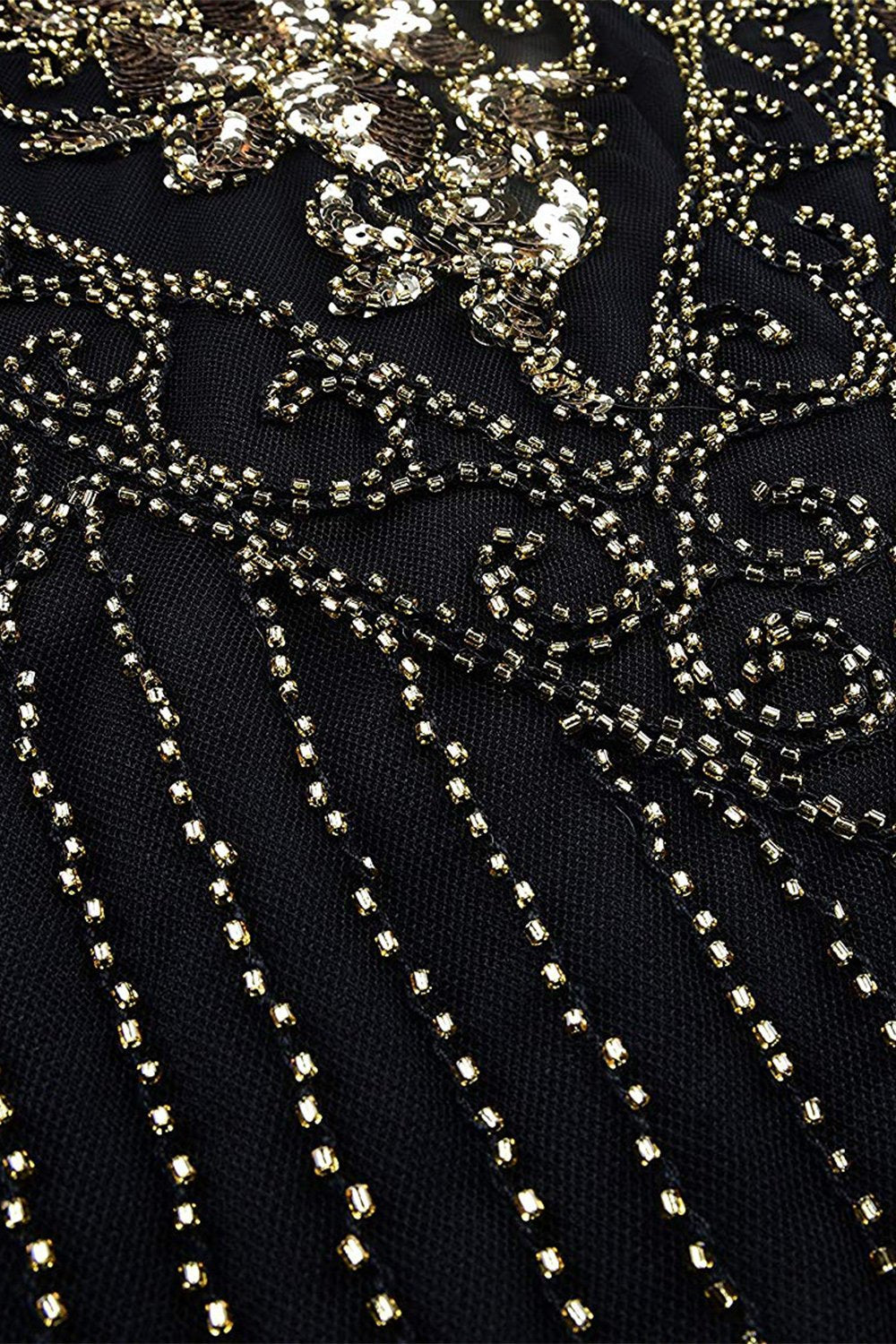 V Neck Black 1920s Plus Size Flapper Dress