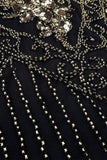 V Neck Black 1920s Plus Size Flapper Dress