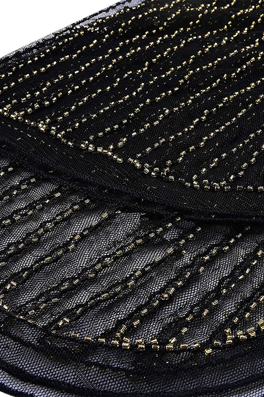 V Neck Black 1920s Plus Size Flapper Dress