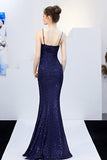 Sequins Spaghetti Straps Ball Dress with Slit