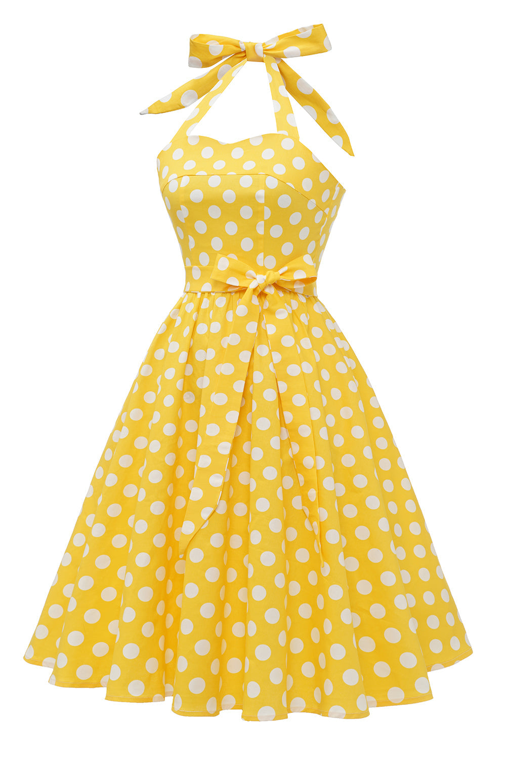 Halter Blue Polka Dots 1950s Dress