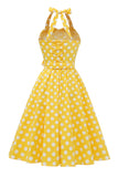 Halter Blue Polka Dots 1950s Dress