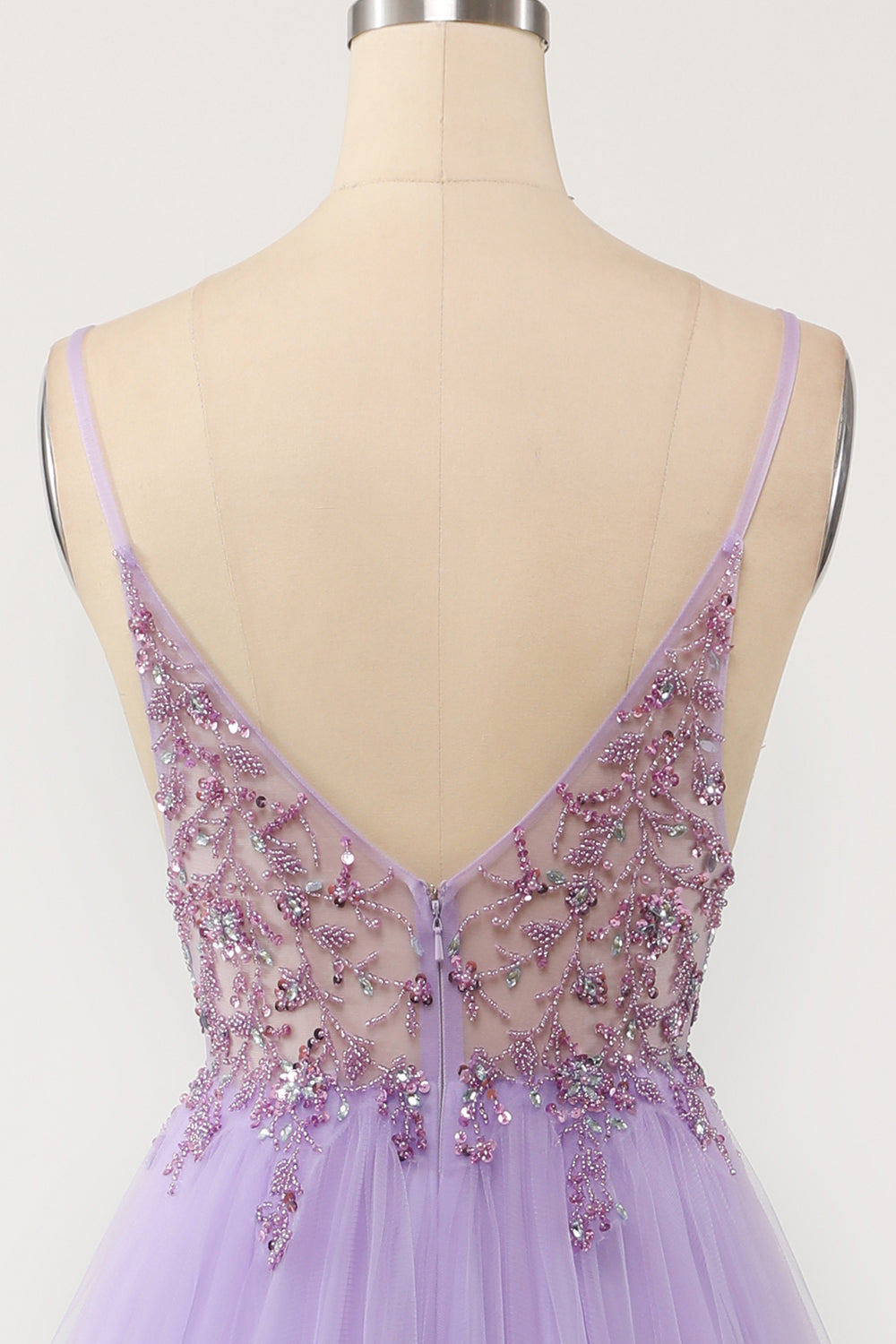 A Line Light Blue Beading Tulle Ball Dress