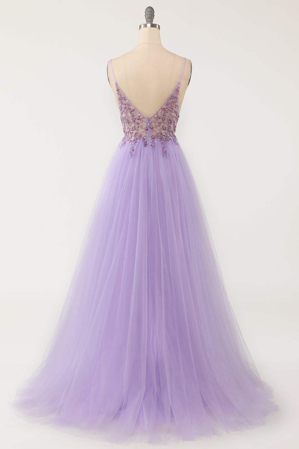 A Line Light Blue Beading Tulle Ball Dress
