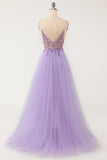 A Line Light Blue Beading Tulle Ball Dress