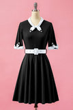 Green V Neck Swing Party Dress