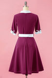 Green V Neck Swing Party Dress