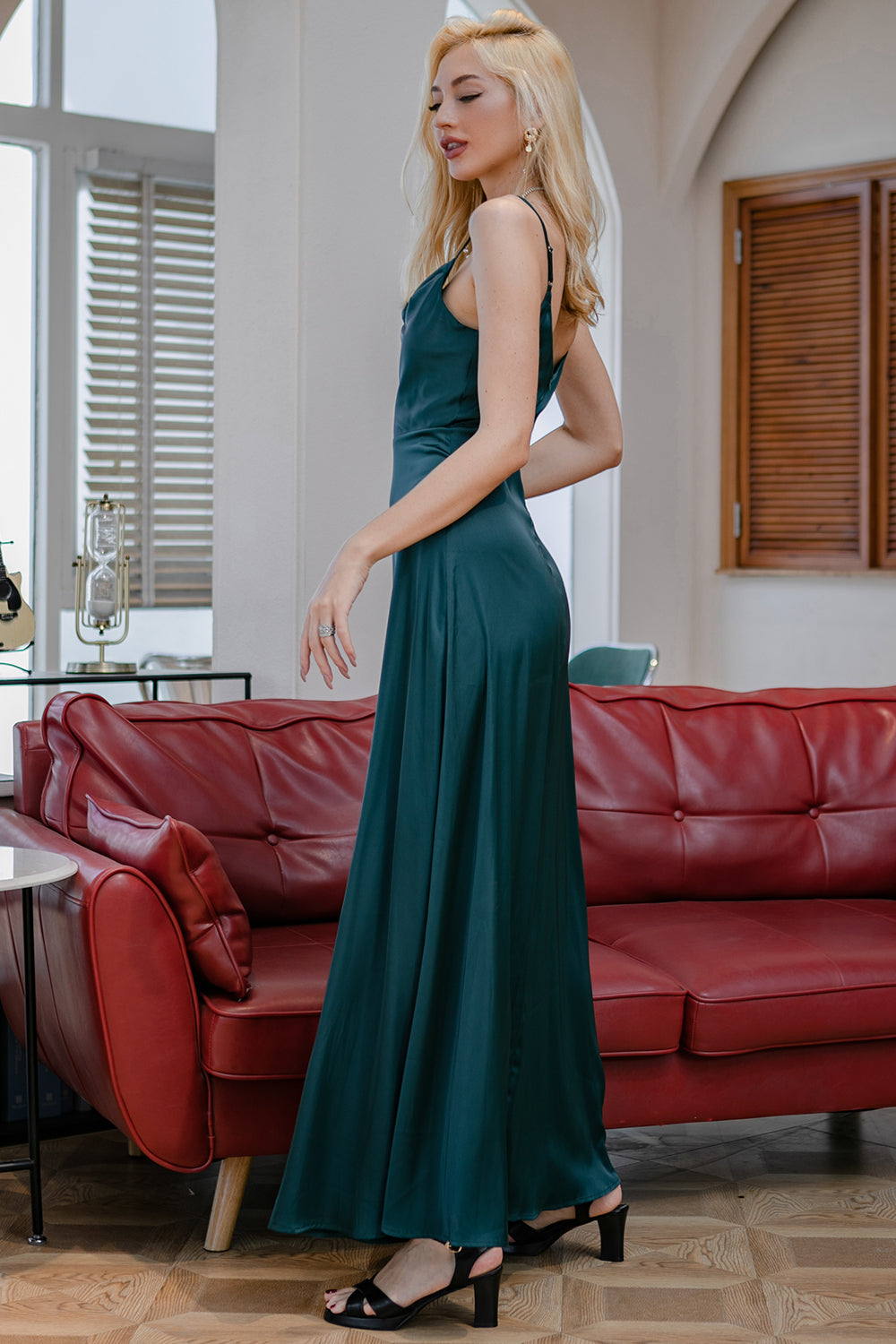 Burgundy Simple Long Bridesmaid Dress