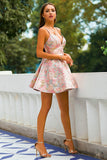 Pink Spaghetti Straps Short Party Dress