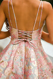 Pink Spaghetti Straps Short Party Dress