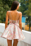 Pink Spaghetti Straps Short Party Dress