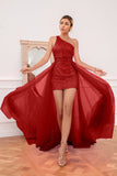 Hot Pink Detchable Train Party Dress