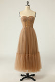 Khaki Polka Dots Corset Ball Dress