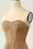 Khaki Polka Dots Corset Ball Dress