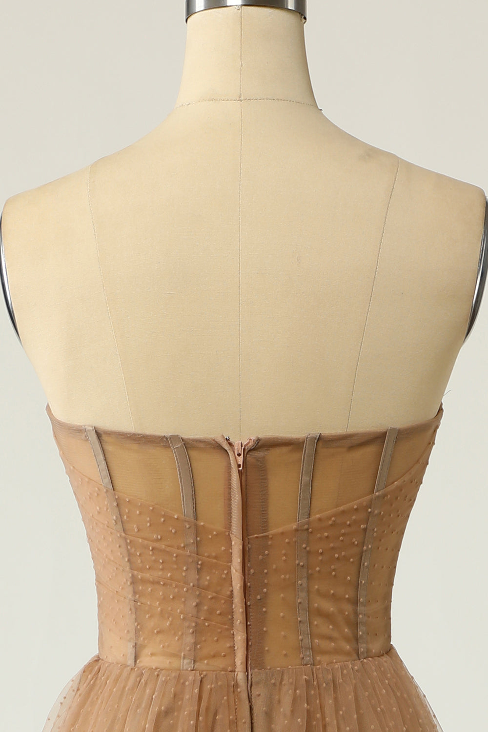 Khaki Polka Dots Corset Ball Dress
