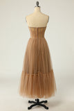 Khaki Polka Dots Corset Ball Dress